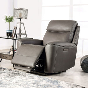 English Elm Gray Power Recliner with Zero Gravity, Extendable Footrest, Broad Armrests & Leatherette Comfort B2741P387648