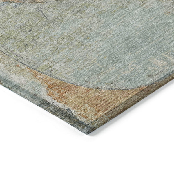 HomeRoots 5' Stylish Teal Blue & Copper Abstract Area Rug - Durable, Machine Washable for Indoor & Outdoor Use 9' X 12' 615720