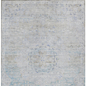 HomeRoots 5' Beige and Blue Medallion Washable Area Rug - Stylish, Durable for Indoor and Outdoor Spaces 10' X 14' 615733