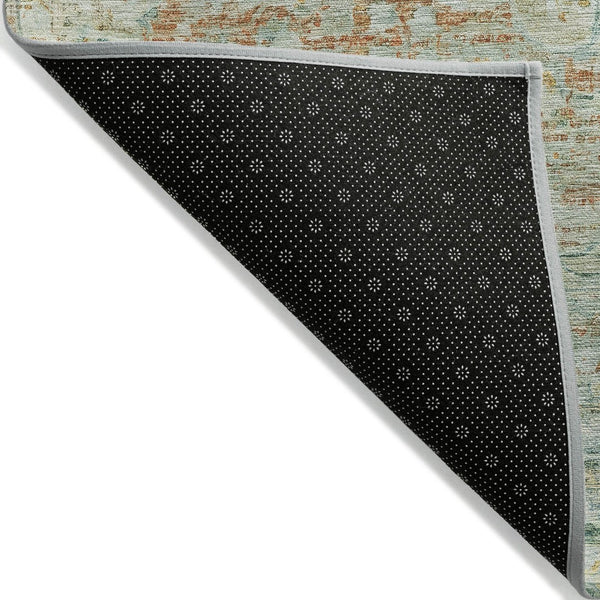 HomeRoots 5' Elegant Sage and Copper Medallion Indoor-Outdoor Area Rug, Washable, Durable, Easy Care Solution 5' X 8' 615735