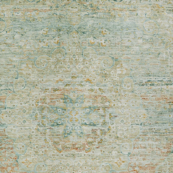 HomeRoots 5' Elegant Sage and Copper Medallion Indoor-Outdoor Area Rug, Washable, Durable, Easy Care Solution 5' X 8' 615735