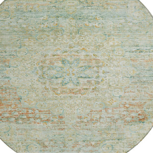 HomeRoots 5' Elegant Sage and Copper Medallion Indoor-Outdoor Area Rug, Washable, Durable, Easy Care Solution 8' Round 615736