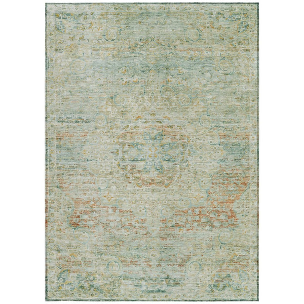 HomeRoots 5' Elegant Sage and Copper Medallion Indoor-Outdoor Area Rug, Washable, Durable, Easy Care Solution 8' X 10' 615737