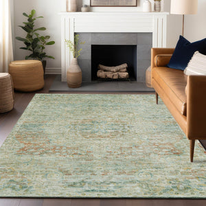 HomeRoots 5' Elegant Sage and Copper Medallion Indoor-Outdoor Area Rug, Washable, Durable, Easy Care Solution 8' X 10' 615737