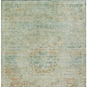 HomeRoots 5' Elegant Sage and Copper Medallion Indoor-Outdoor Area Rug, Washable, Durable, Easy Care Solution 9' X 12' 615738