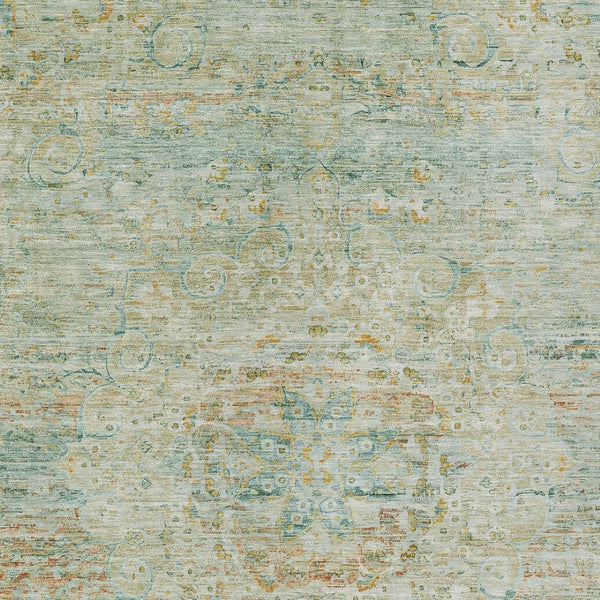 HomeRoots 5' Elegant Sage and Copper Medallion Indoor-Outdoor Area Rug, Washable, Durable, Easy Care Solution 9' X 12' 615738