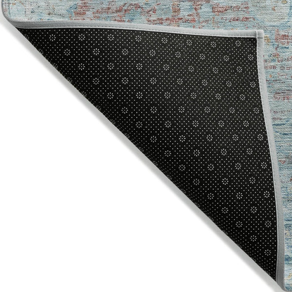 HomeRoots 5' Sky Blue and Blush Medallion Area Rug - Durable, Washable Indoor/Outdoor Design for Elegant Spaces 5' X 8' 615741