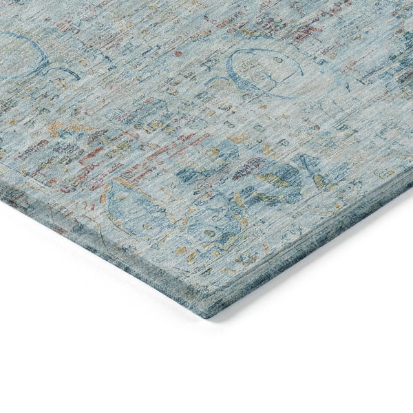 HomeRoots 5' Sky Blue and Blush Medallion Area Rug - Durable, Washable Indoor/Outdoor Design for Elegant Spaces 5' X 8' 615741