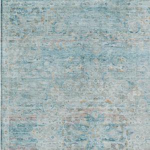 HomeRoots 5' Sky Blue and Blush Medallion Area Rug - Durable, Washable Indoor/Outdoor Design for Elegant Spaces 8' X 10' 615743