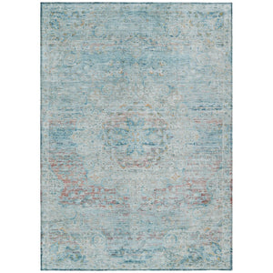 HomeRoots 5' Sky Blue and Blush Medallion Area Rug - Durable, Washable Indoor/Outdoor Design for Elegant Spaces 10' X 14' 615745
