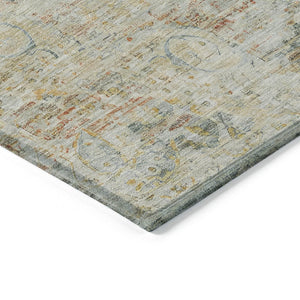 HomeRoots 5' Tan and Beige Medallion Area Rug - Washable, Durable, Stylish for Indoor and Outdoor Spaces 5' X 8' 615747