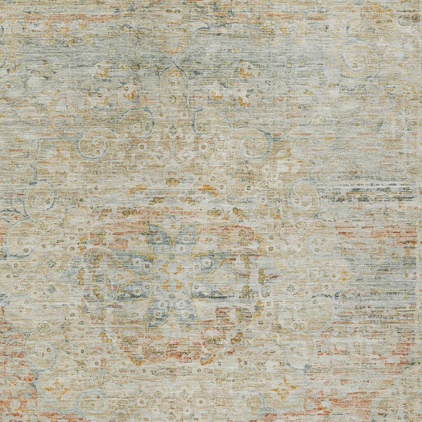 HomeRoots 5' Tan and Beige Medallion Area Rug - Washable, Durable, Stylish for Indoor and Outdoor Spaces 5' X 8' 615747