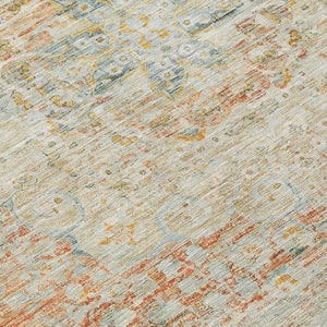 HomeRoots 5' Tan and Beige Medallion Area Rug - Washable, Durable, Stylish for Indoor and Outdoor Spaces 8' Round 615748
