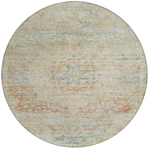HomeRoots 5' Tan and Beige Medallion Area Rug - Washable, Durable, Stylish for Indoor and Outdoor Spaces 8' Round 615748