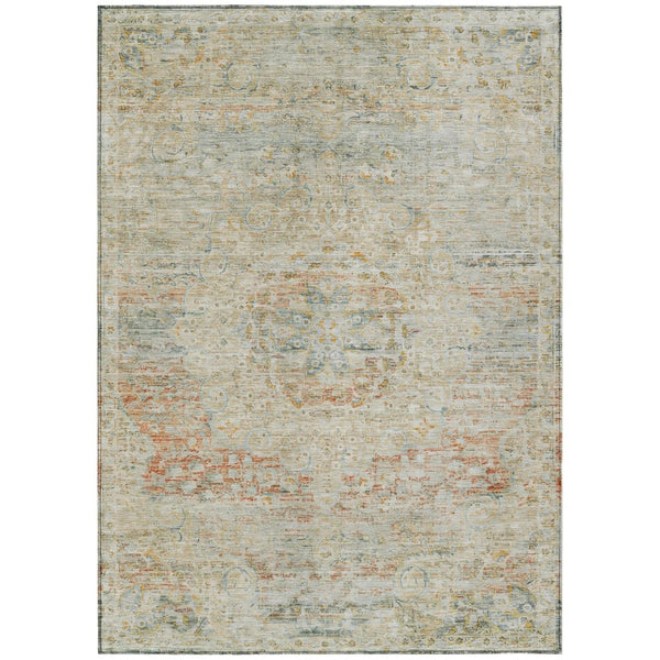 HomeRoots 5' Tan and Beige Medallion Area Rug - Washable, Durable, Stylish for Indoor and Outdoor Spaces 8' X 10' 615749