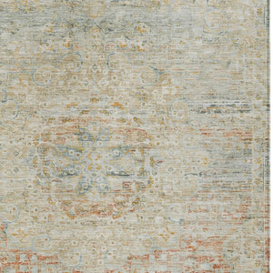 HomeRoots 5' Tan and Beige Medallion Area Rug - Washable, Durable, Stylish for Indoor and Outdoor Spaces 8' X 10' 615749