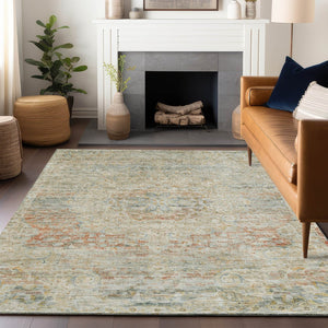 HomeRoots 5' Tan and Beige Medallion Area Rug - Washable, Durable, Stylish for Indoor and Outdoor Spaces 8' X 10' 615749