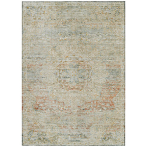 HomeRoots 5' Tan and Beige Medallion Area Rug - Washable, Durable, Stylish for Indoor and Outdoor Spaces 9' X 12' 615750