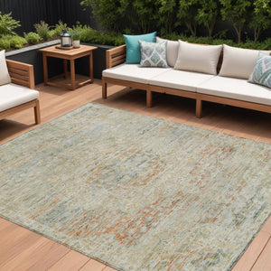 HomeRoots 5' Tan and Beige Medallion Area Rug - Washable, Durable, Stylish for Indoor and Outdoor Spaces 9' X 12' 615750