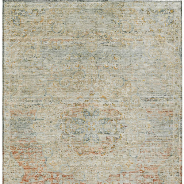 HomeRoots 5' Tan and Beige Medallion Area Rug - Washable, Durable, Stylish for Indoor and Outdoor Spaces 10' X 14' 615751