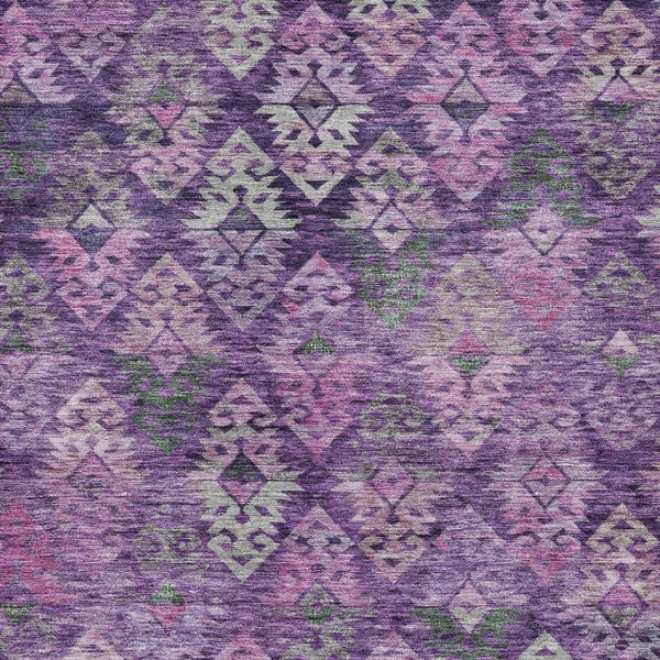 HomeRoots 5' Stylish Aztec Area Rug in Eggplant, Plum, and Lavender - Durable & Washable for Indoor/Outdoor Use 5' X 8' 615777