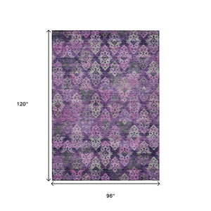 HomeRoots 5' Stylish Aztec Area Rug in Eggplant, Plum, and Lavender - Durable & Washable for Indoor/Outdoor Use 8' X 10' 615779
