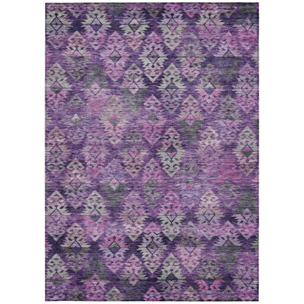 HomeRoots 5' Stylish Aztec Area Rug in Eggplant, Plum, and Lavender - Durable & Washable for Indoor/Outdoor Use 8' X 10' 615779