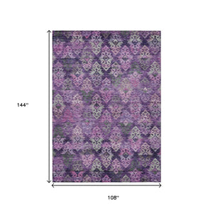 HomeRoots 5' Stylish Aztec Area Rug in Eggplant, Plum, and Lavender - Durable & Washable for Indoor/Outdoor Use 9' X 12' 615780