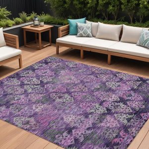 HomeRoots 5' Stylish Aztec Area Rug in Eggplant, Plum, and Lavender - Durable & Washable for Indoor/Outdoor Use 9' X 12' 615780