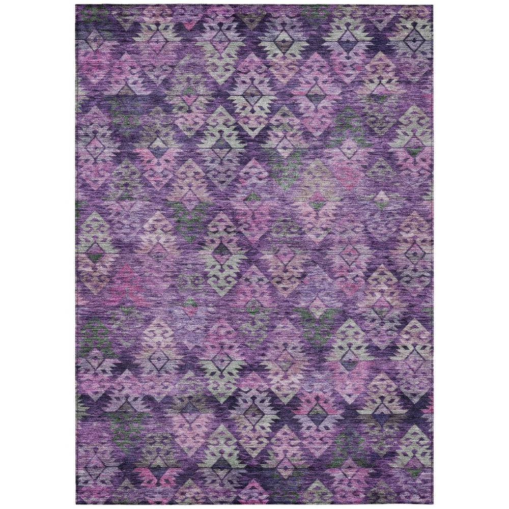 HomeRoots 5' Stylish Aztec Area Rug in Eggplant, Plum, and Lavender - Durable & Washable for Indoor/Outdoor Use 9' X 12' 615780