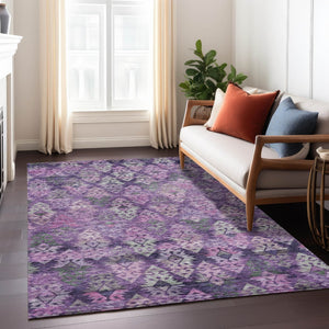 HomeRoots 5' Stylish Aztec Area Rug in Eggplant, Plum, and Lavender - Durable & Washable for Indoor/Outdoor Use 9' X 12' 615780
