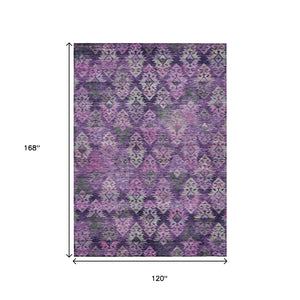 HomeRoots 5' Stylish Aztec Area Rug in Eggplant, Plum, and Lavender - Durable & Washable for Indoor/Outdoor Use 10' X 14' 615781