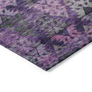 HomeRoots 5' Stylish Aztec Area Rug in Eggplant, Plum, and Lavender - Durable & Washable for Indoor/Outdoor Use 10' X 14' 615781