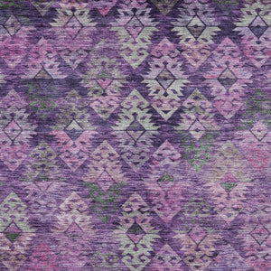 HomeRoots 5' Stylish Aztec Area Rug in Eggplant, Plum, and Lavender - Durable & Washable for Indoor/Outdoor Use 10' X 14' 615781