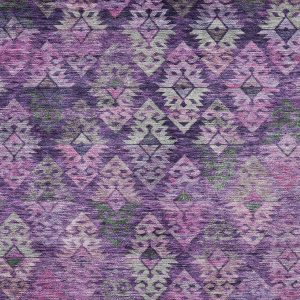 HomeRoots 5' Stylish Aztec Area Rug in Eggplant, Plum, and Lavender - Durable & Washable for Indoor/Outdoor Use 10' X 14' 615781