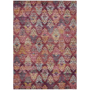 HomeRoots 5' Aztec Indoor Outdoor Area Rug in Rust, Gold, and Blush - Stylish, Durable, and Washable Design 5' X 8' 615789