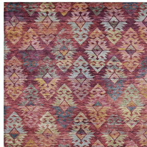 HomeRoots 5' Aztec Indoor Outdoor Area Rug in Rust, Gold, and Blush - Stylish, Durable, and Washable Design 5' X 8' 615789
