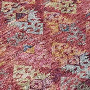 HomeRoots 5' Aztec Indoor Outdoor Area Rug in Rust, Gold, and Blush - Stylish, Durable, and Washable Design 5' X 8' 615789
