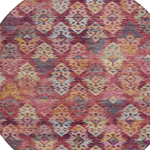 HomeRoots 5' Aztec Indoor Outdoor Area Rug in Rust, Gold, and Blush - Stylish, Durable, and Washable Design 8' Round 615790