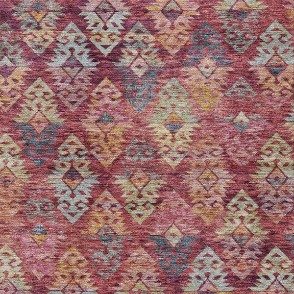 HomeRoots 9' X 12' Aztec Washable Area Rug in Rust, Gold & Blush - Perfect for Indoor/Outdoor Spaces! 615792