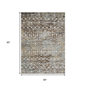 HomeRoots 5' Brown and Beige Argyle Area Rug - Durable, Washable, Versatile Design for Indoor and Outdoor Use 5' X 8' 615795