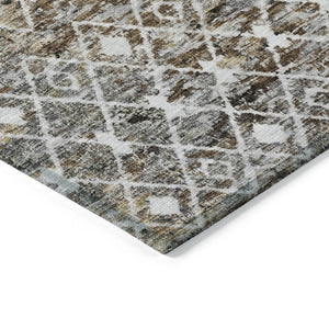 HomeRoots 5' Brown and Beige Argyle Area Rug - Durable, Washable, Versatile Design for Indoor and Outdoor Use 5' X 8' 615795
