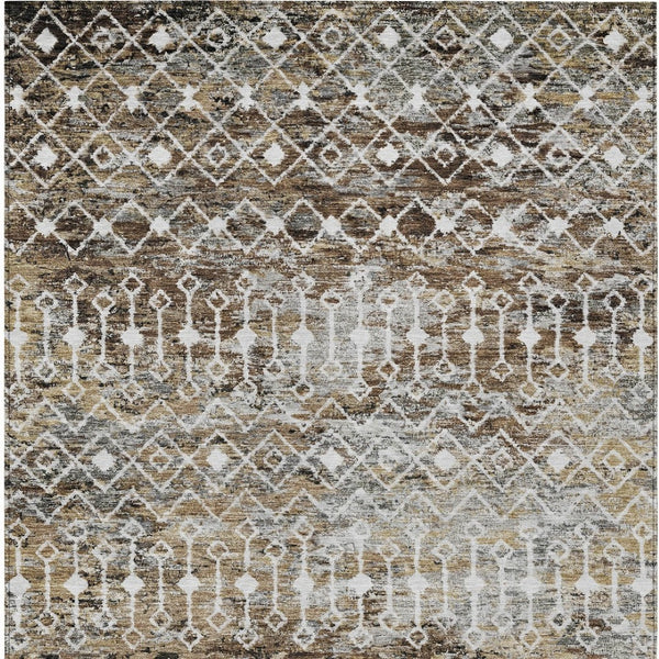 HomeRoots 5' Brown and Beige Argyle Area Rug - Durable, Washable, Versatile Design for Indoor and Outdoor Use 8' X 10' 615797
