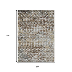 HomeRoots 5' Brown and Beige Argyle Area Rug - Durable, Washable, Versatile Design for Indoor and Outdoor Use 8' X 10' 615797