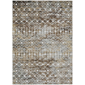 HomeRoots 5' Brown and Beige Argyle Area Rug - Durable, Washable, Versatile Design for Indoor and Outdoor Use 8' X 10' 615797