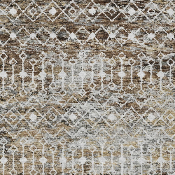 HomeRoots 5' Brown and Beige Argyle Area Rug - Durable, Washable, Versatile Design for Indoor and Outdoor Use 8' X 10' 615797