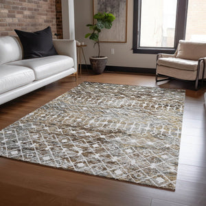 HomeRoots 5' Brown and Beige Argyle Area Rug - Durable, Washable, Versatile Design for Indoor and Outdoor Use 8' X 10' 615797