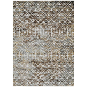 HomeRoots 5' Brown and Beige Argyle Area Rug - Durable, Washable, Versatile Design for Indoor and Outdoor Use 9' X 12' 615798