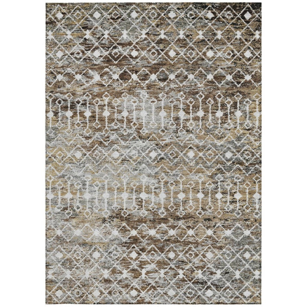 HomeRoots 5' Brown and Beige Argyle Area Rug - Durable, Washable, Versatile Design for Indoor and Outdoor Use 9' X 12' 615798