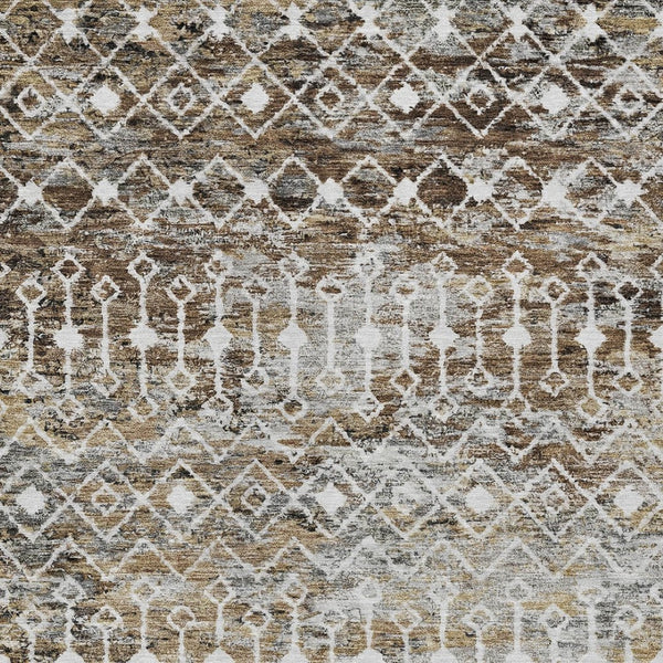 HomeRoots 5' Brown and Beige Argyle Area Rug - Durable, Washable, Versatile Design for Indoor and Outdoor Use 10' X 14' 615799